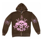 Brown Print Hooded Oversized Sweatshirt