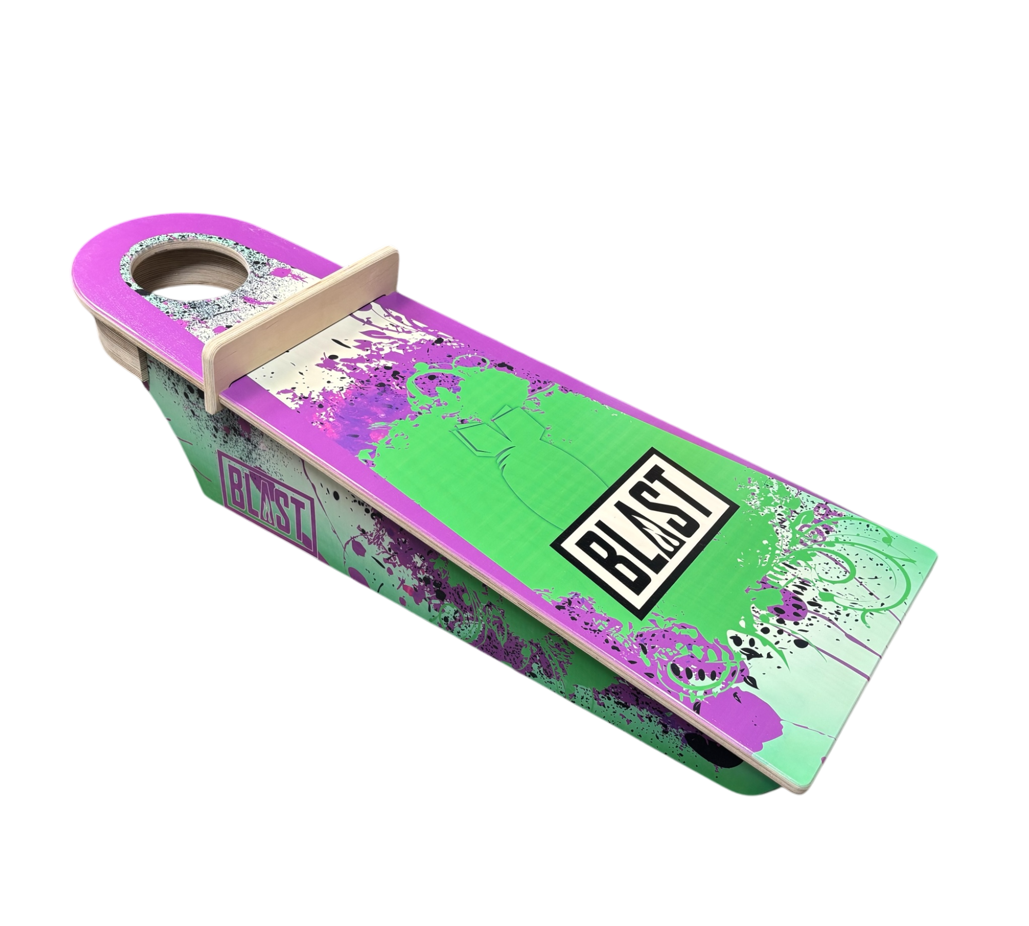 Trainer board with blocker blastcornhole