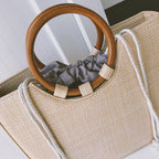 Straw handbag with wooden handle Pi-Mart