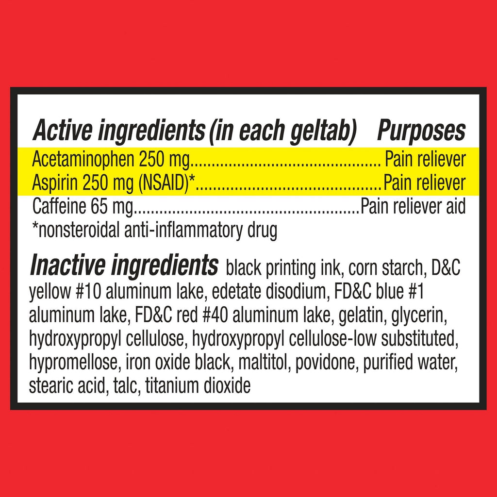 Equate Extra Strength Headache Relief Geltabs; 250 mg; 80 Count
