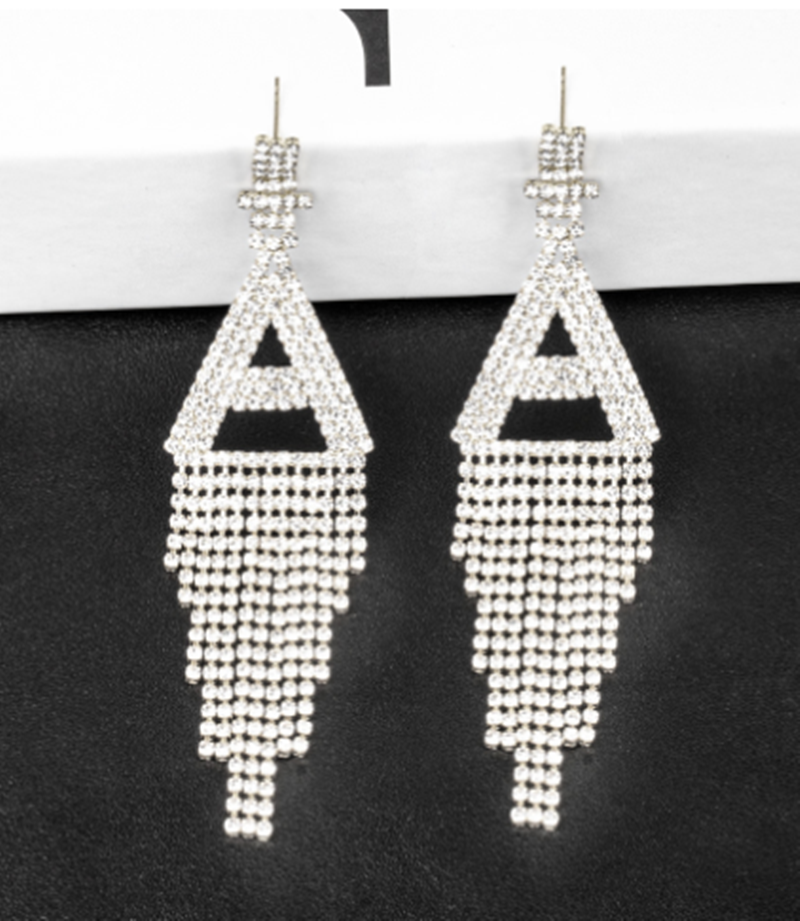 Fashion Jewelry 925 Silver Needle Ornaments Rhinestone Letter B Earrings Banquet Tassel Ear Ornaments Female Pi-Mart