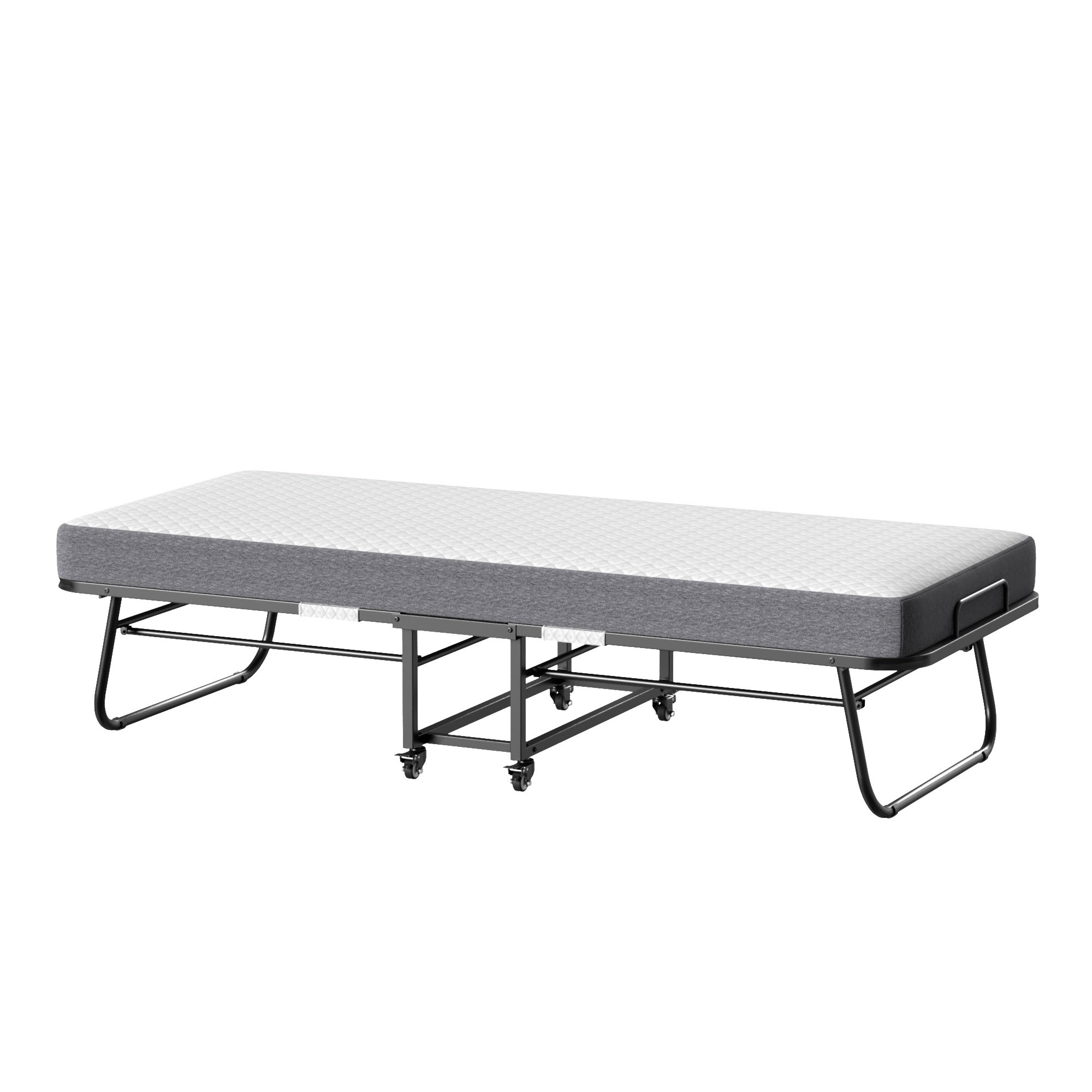 Folding Bed With Mattress  Foam Mattress All Steel Pipe Frame Pi-Mart