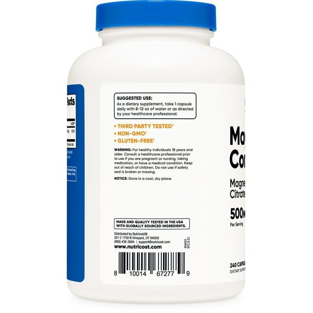 Nutricost Magnesium Complex 500mg, 240 Capsules - Gluten Free & Non-GMO Supplement EasyOptionXY LLC