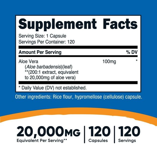 Nutricost Aloe Vera 100mg, 120 Capsules - Gluten Free, Non-GMO Supplement EasyOptionXY LLC