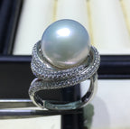 White Freshwater Silver Pearl Ring Pi-Mart
