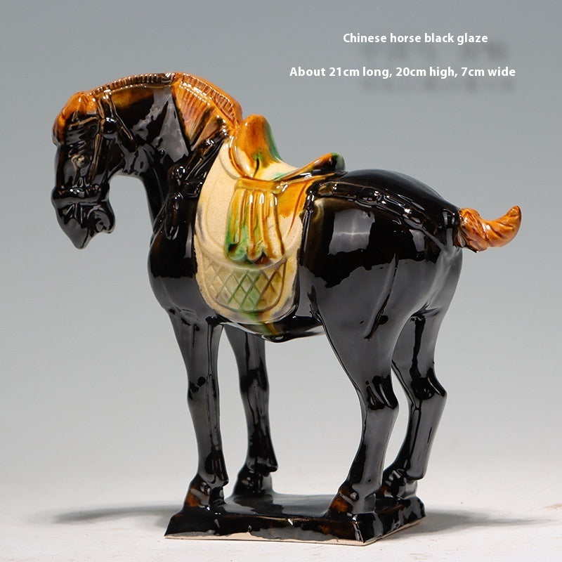 Tang Sancai New Chinese Style Ceramic Horse Study Living Room Hallway Horse Ornament Lootquake LLC