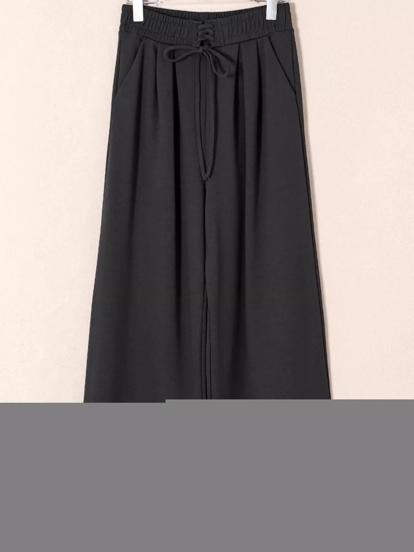Tied Elastic High Waist Pleated Detail Solid Sweatpants THRIXINE