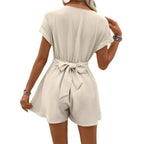 Women's Batwing Sleeve Kinked One-piece Shorts Pi-Mart