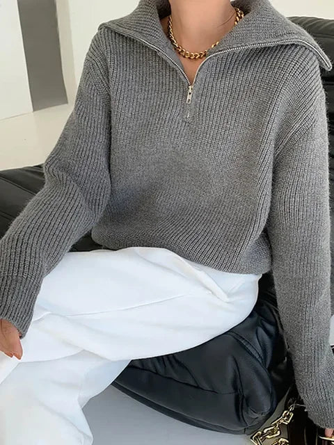 Turtleneck Zipper Sweater Pi-Mart