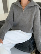 Turtleneck Zipper Sweater Pi-Mart