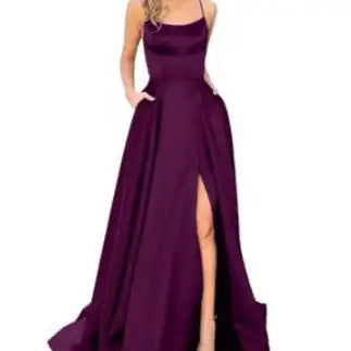 Solid Color Long Slimming And Shoulder Hollow Girlfriends Fashion Bridesmaid Party Dress - SJB-DIAMOND ELITES
