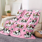 1pc Cute French Bulldog Pattern Flannel Throw Blanket, Modern Polyester Rectangular Blanket For Multiple Use, Traditional Style, Soft & Cozy For Home Decor Lootquake LLC