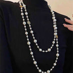 Retro Multi-layer Pearls Necklace Fashion Long Sweater Chain Versatile Accessories For Women Pi-Mart