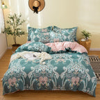 Cover Set Bed Cotton Quilt Bedsheet Bedding Duvet Fitted Pi-Mart