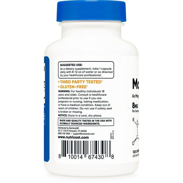 Nutricost Chelated Manganese Supplement 8mg, 120 Capsules EasyOptionXY LLC