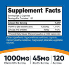 Nutricost Vitamin C with Zinc, 120 Servings - Non-GMO, Gluten Free Supplement