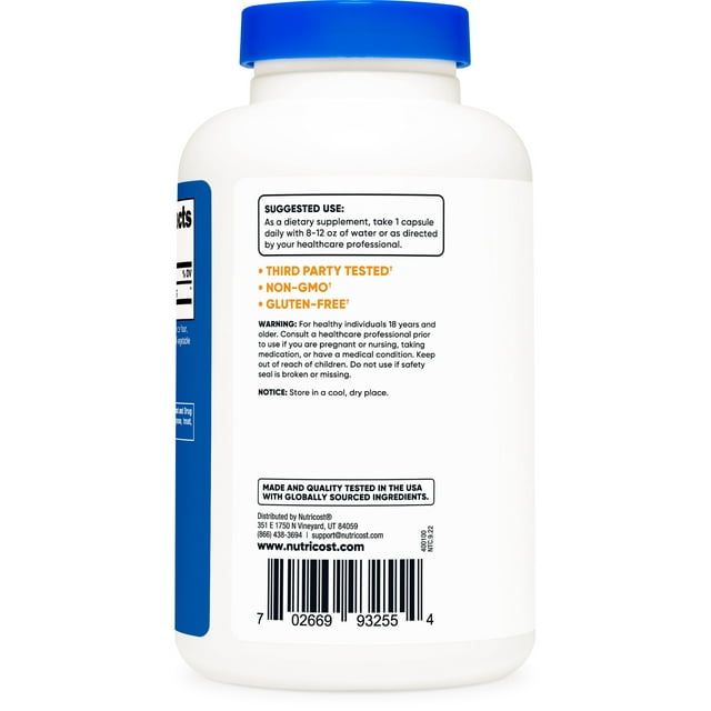 Nutricost NAC (N-Acetyl L-Cysteine) 600mg, 180 Capsules - Non-GMO, Gluten Free Supplement EasyOptionXY LLC