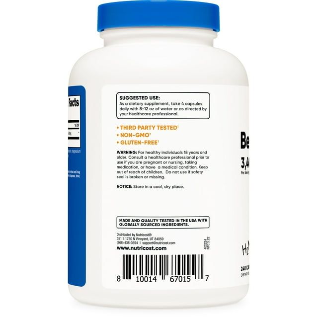 Nutricost Beta-Alanine Supplement Capsules 3400mg, 240 Capsules (60 Servings) EasyOptionXY LLC