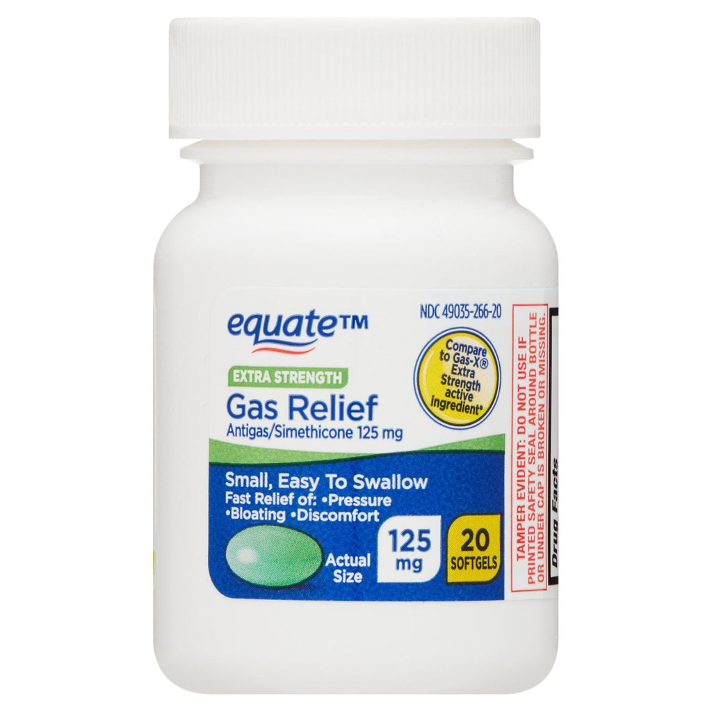 Equate Gas Relief Simethicone Extra Strength Softgels; 125 mg; 20 Count EasyOptionXY LLC