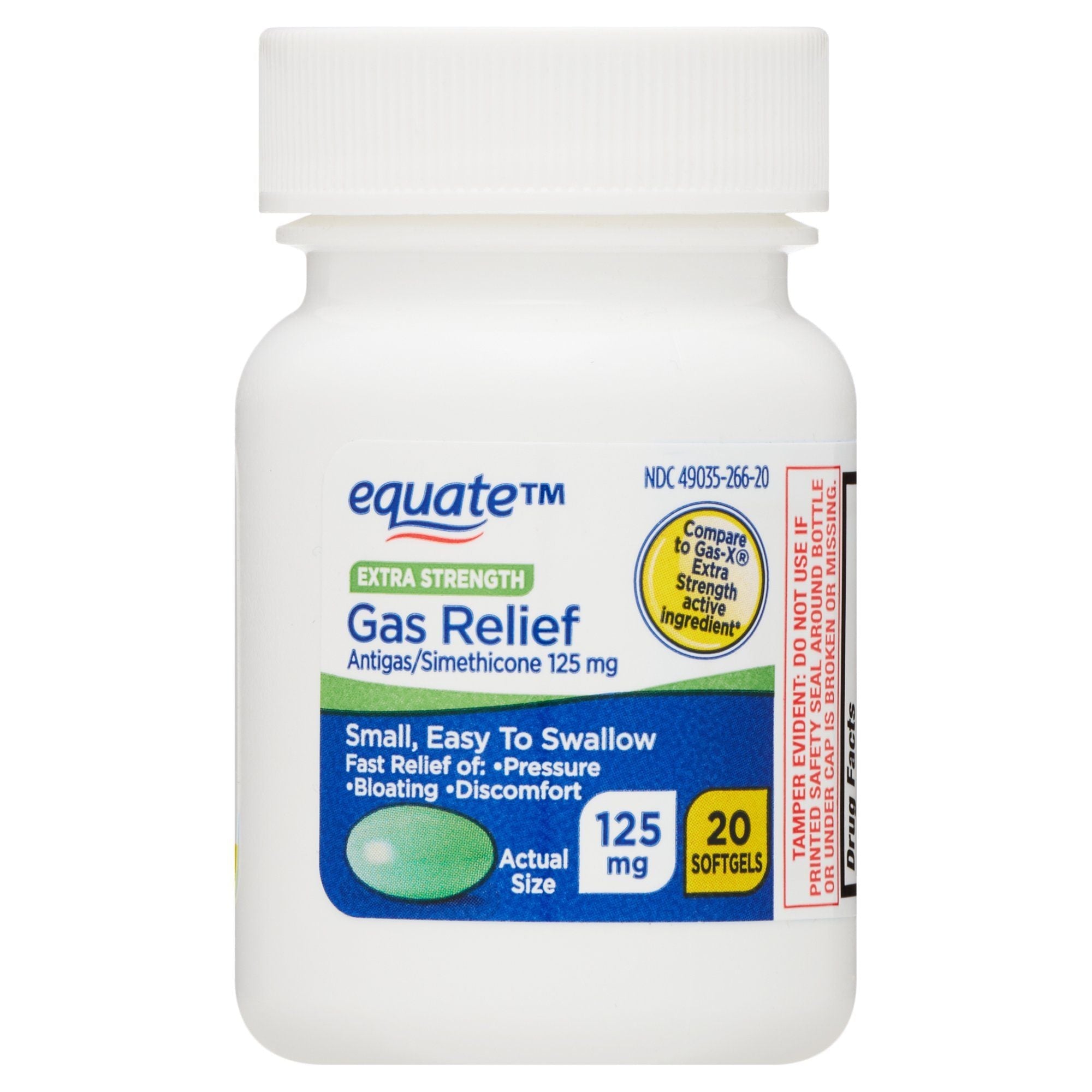 Equate Gas Relief Simethicone Extra Strength Softgels; 125 mg; 20 Count EasyOptionXY LLC