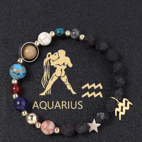 Natural Volcanic Rock Twelve Constellations Bracelets Fashion European And American Style