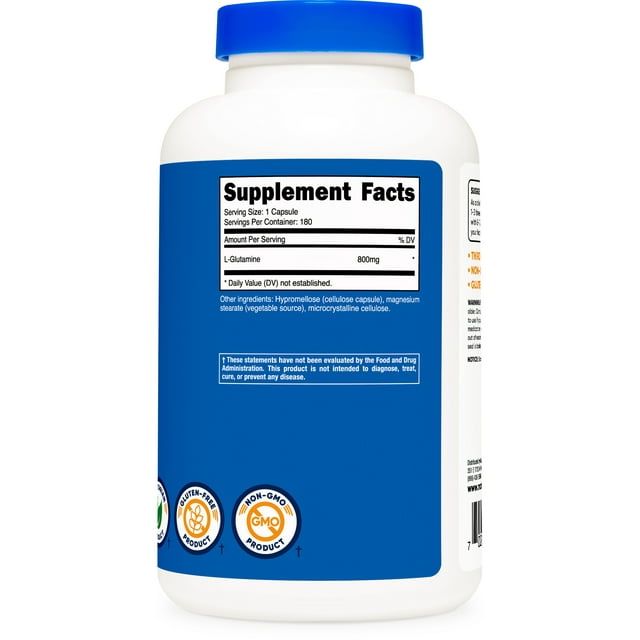 Nutricost L-Glutamine 800mg, 180 Capsules - Gluten Free & Non-GMO Health Supplement EasyOptionXY LLC