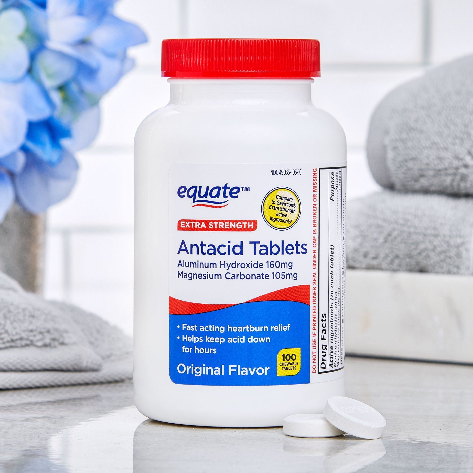 Equate Extra Strength Antacid Chewable Tablets; 160 mg; 100 Count