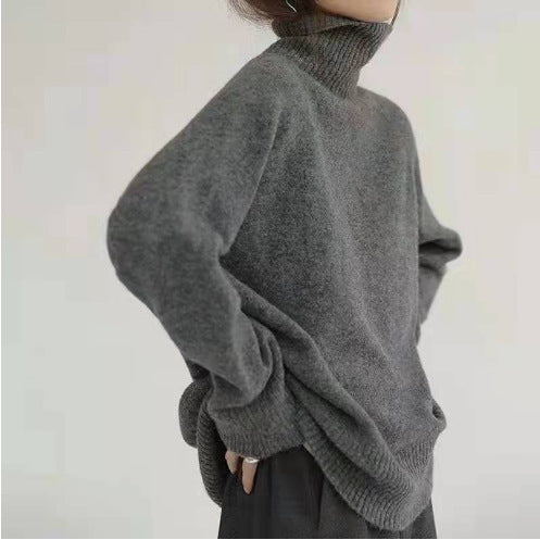 High-neck Women's Loose Versatile Knit Pullover Sweater Pi-Mart