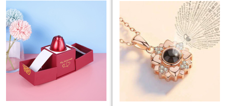 Hot Valentine's Day Gifts Metal Rose Jewelry Gift Box Necklace For Wedding Girlfriend Necklace Gifts Pi-Mart