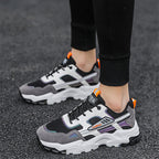 Black White Lace-up Sneakers Men Outdoor Breathable Csual Mesh Shoes Lightweight Running Sports Shoes Pi-Mart