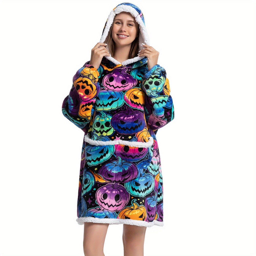 1pc Oversized Blanket Hoodie, Sherpa Fleece Hooded Blanket For Women, Ultra Soft Warm Wearable Blanket Sweatshirt Women Men Adult, Gift For Ladies