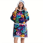 1pc Oversized Blanket Hoodie, Sherpa Fleece Hooded Blanket For Women, Ultra Soft Warm Wearable Blanket Sweatshirt Women Men Adult, Gift For Ladies