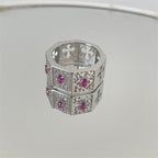 Red Zircon Cross Open Ring Pi-Mart