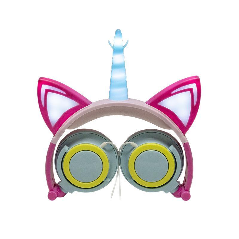 Luxury New Popular Esonstyle Kids Headphones Over Ear with LED Glowing Cat Ears,Safe Wired Kids Headsets 85dB Volume Limited, Food Grade Silicone, 3.5mm Aux Jack, Cat-Inspired Purple Headphones for Girls and Kids - SJB-DIAMOND ELITES