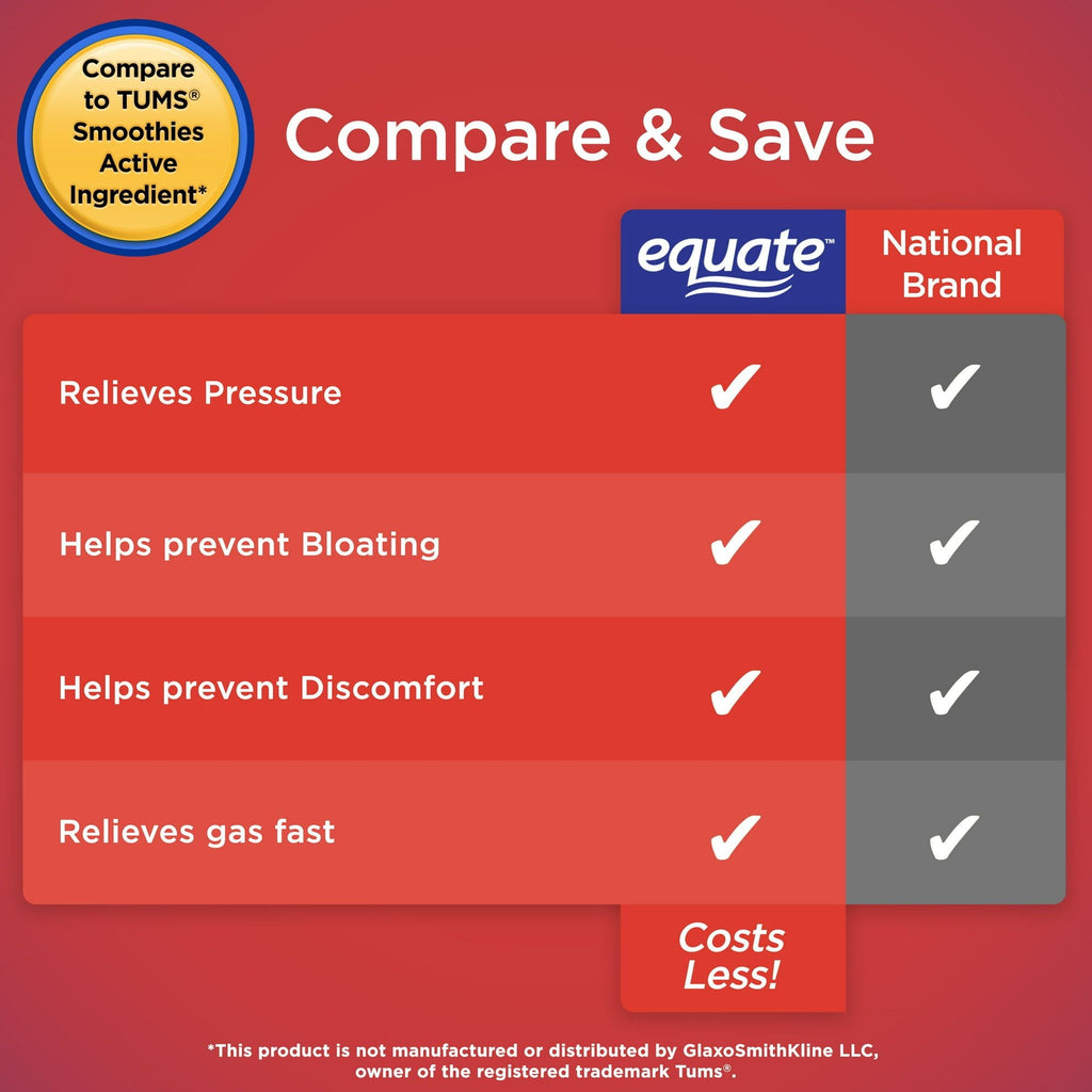 Equate Extra Strength Smooth Chews Antacid Tablets; Assorted Fruit; 140 Count