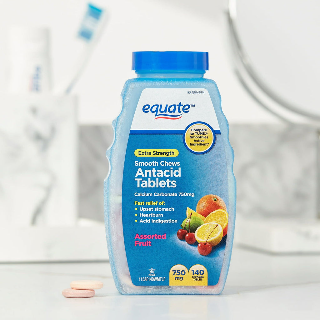 Equate Extra Strength Smooth Chews Antacid Tablets; Assorted Fruit; 140 Count