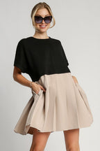 Black Full Size Round Neck Dress with Side Pockets Plus Size Casual Women Outdoor Dress Stevvex