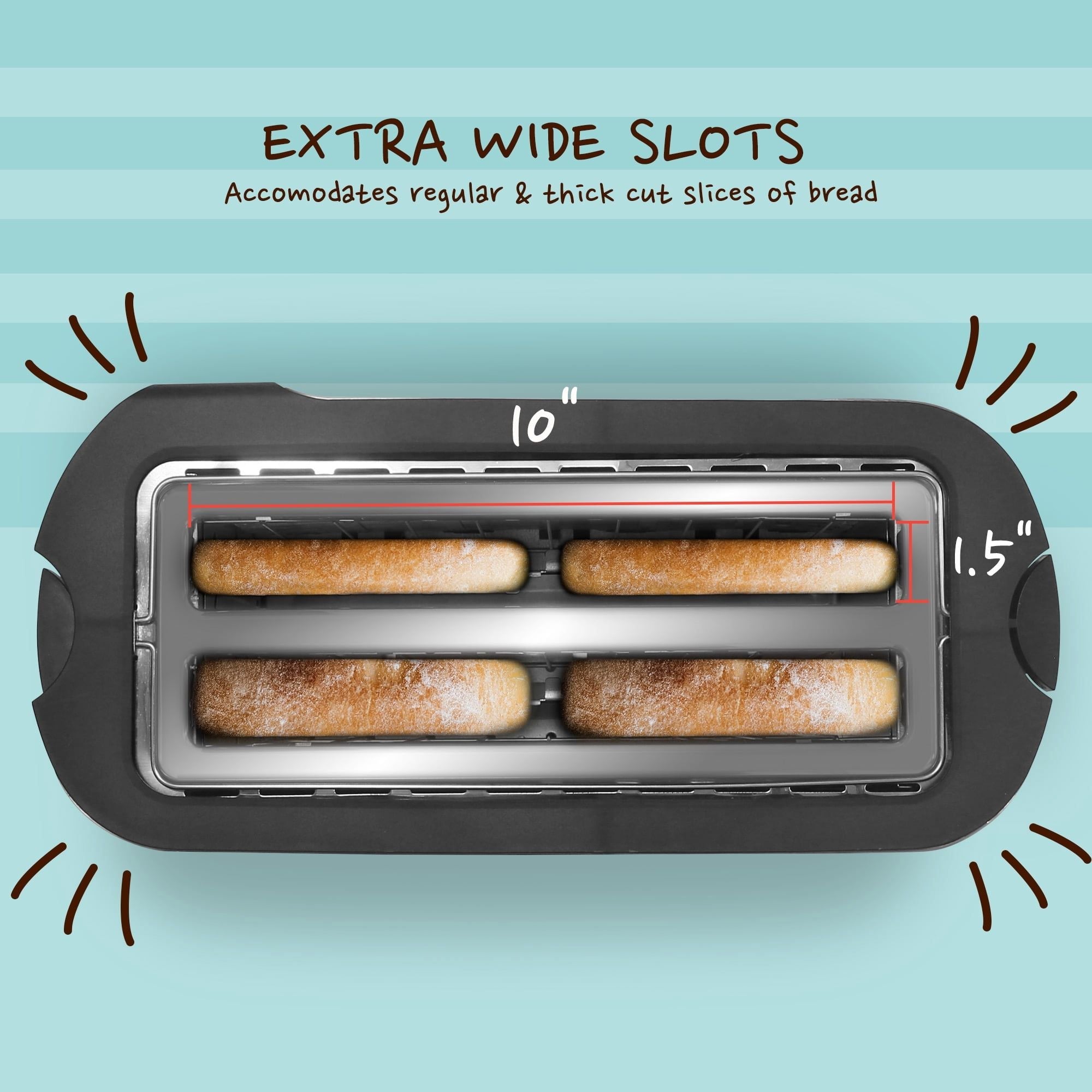 Elite Gourmet ECT-3100 New Stainless Steel 4 Slice Long Slot Toaster EasyOptionXY LLC