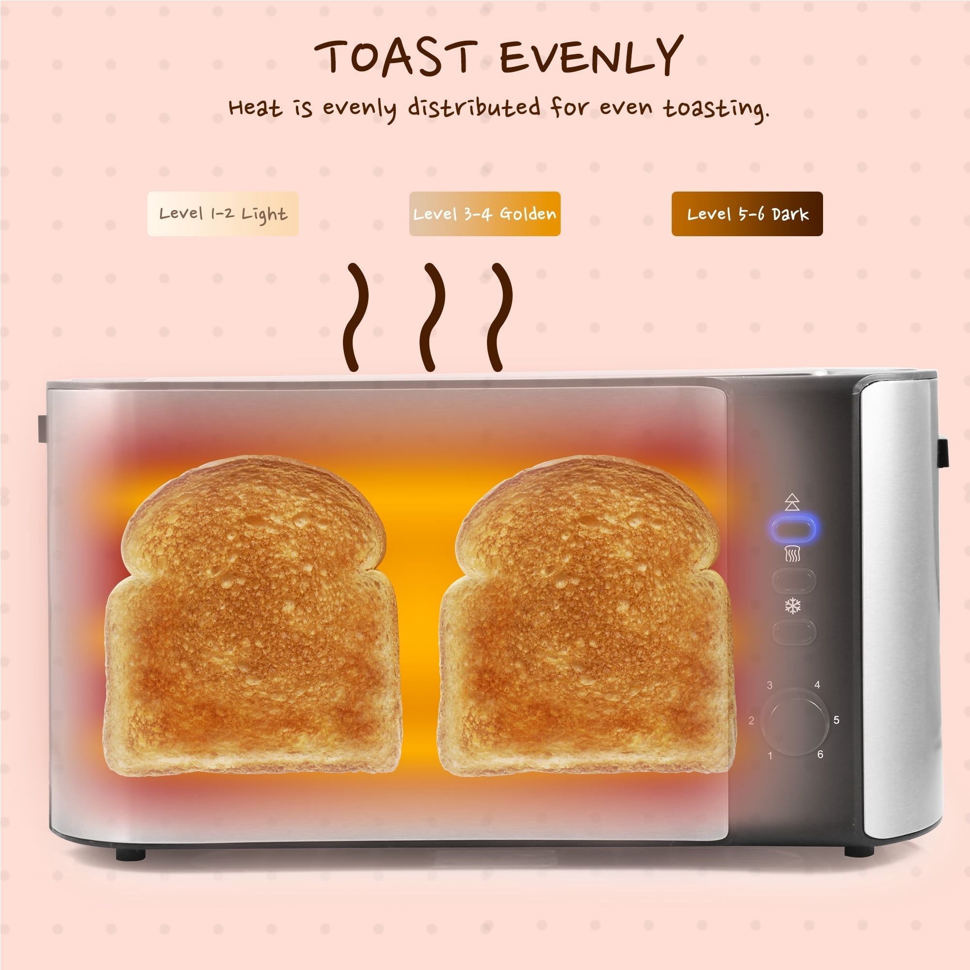 Elite Gourmet ECT-3100 New Stainless Steel 4 Slice Long Slot Toaster EasyOptionXY LLC