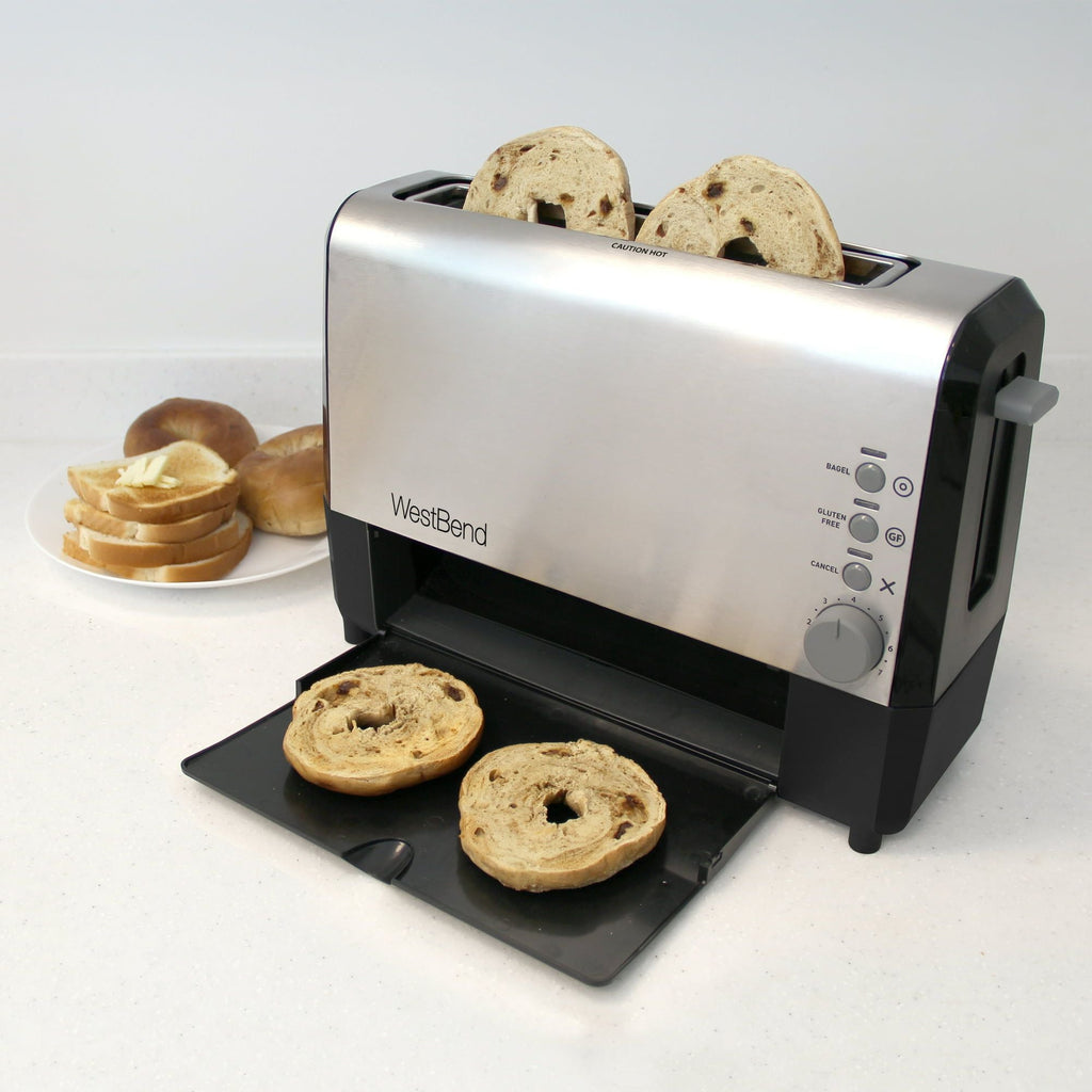 West Bend QuikServe Compact 2-Slice Toaster with Extra Wide Slots and Cool Touch Exterior, in Stainless Steel (77222) EasyOptionXY LLC