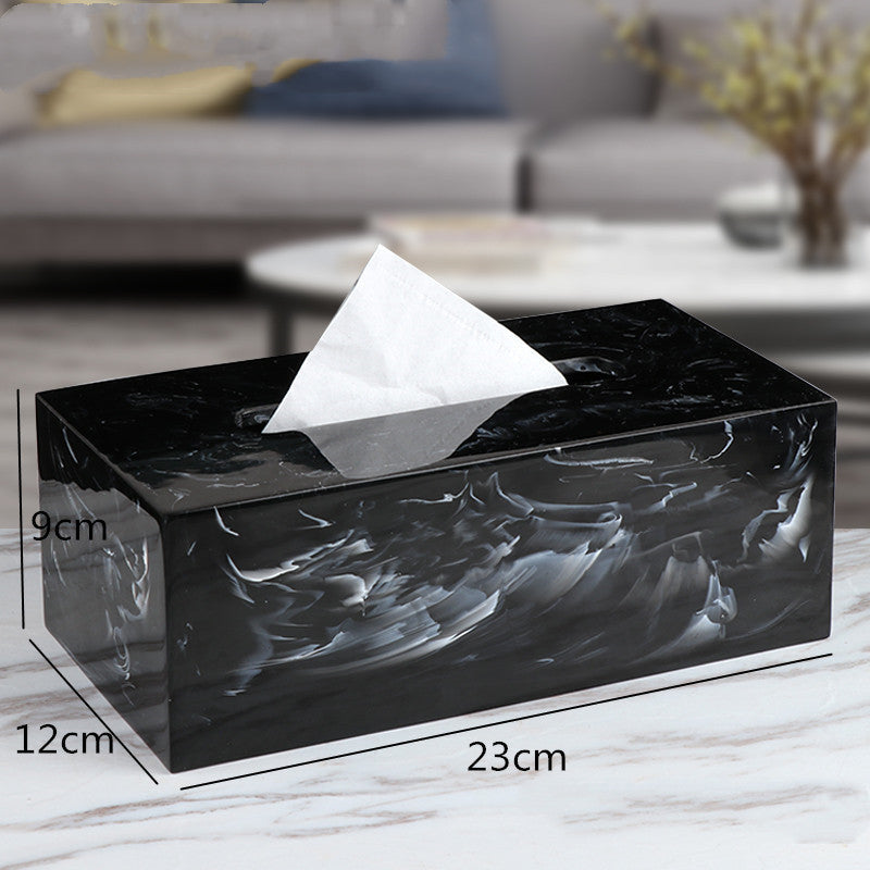 Living Room Simple Modern Light Luxury Creative Napkin Paper Box Marble Pattern Pi-Mart