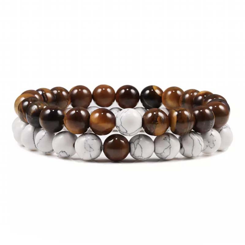 Natural Volcanic Stone White Pine Red Pine Tiger Eye Beaded Set Pi-Mart