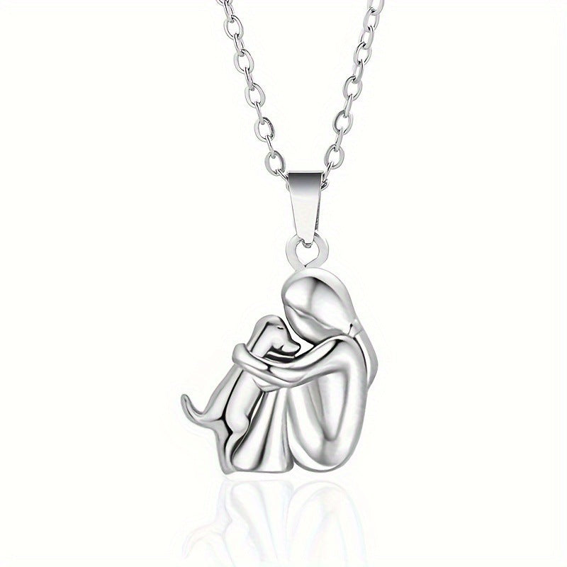 Fashion Little Girl And Dog Hug Necklace Pi-Mart
