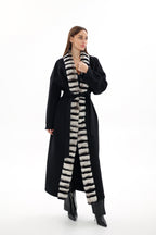 Genuine  French Orylag Fur Italian Cashmere Wool Coat
