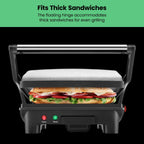 Chefman 3-in-1 Electric Indoor Panini Press & Grill, 4-Slice Sandwich Press, Opens 180¡ã for Grilling