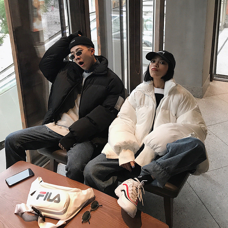Solid Color Couple Loose Student Cotton Jacket