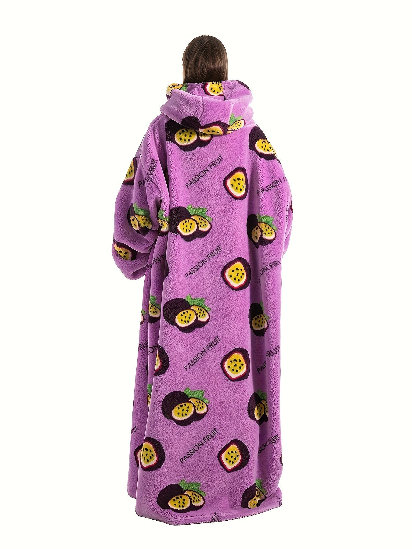 Plus Size Pumpkin Print Flannel Blanket Hoodie - Soft, Cozy, Plush, Hooded, Winter Outwear for Women with Halloween Theme Lootquake LLC