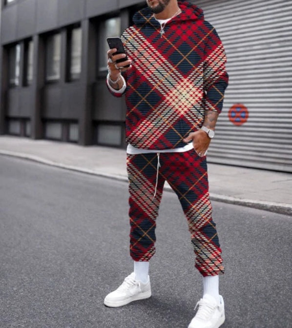 Hooded Personalized Printing Loose Casual Sweatshirt Sweatpants Suit Pi-Mart