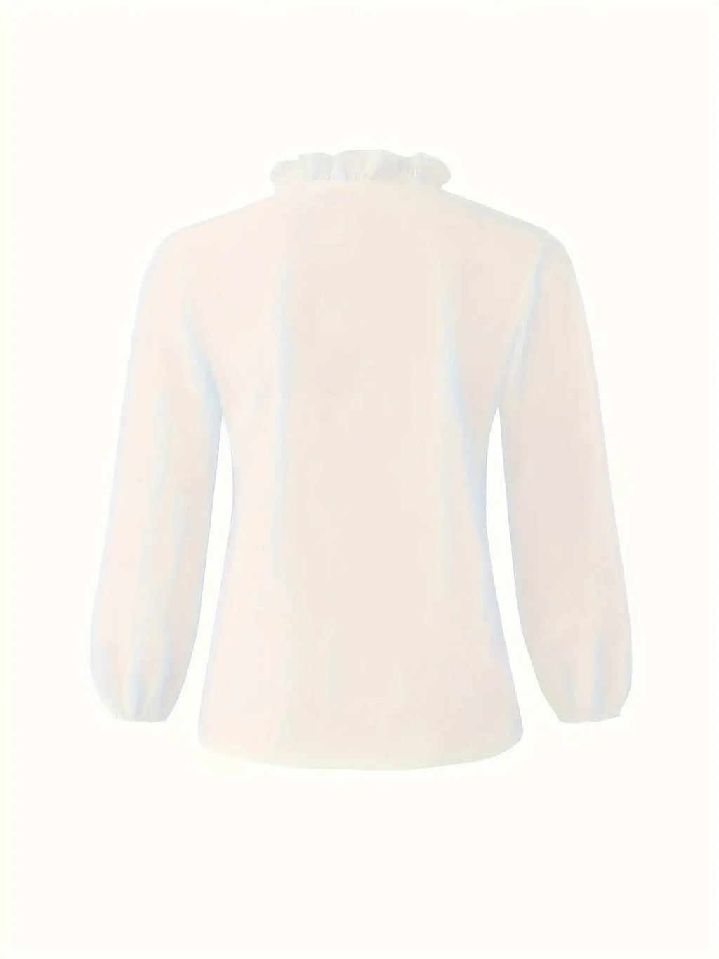 Pure Color Ruffle Hemline Shirt, Casual V-neck Long Sleeve Shirt. - SJB-DIAMOND ELITES