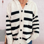 Casual Loose Plus-sized Hooded Single-breasted Long Sleeve Sweater For Women Pi-Mart